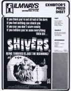 SHIVERS Rare AUSTRALIAN Movie Press Sheet Horror David Cronenberg