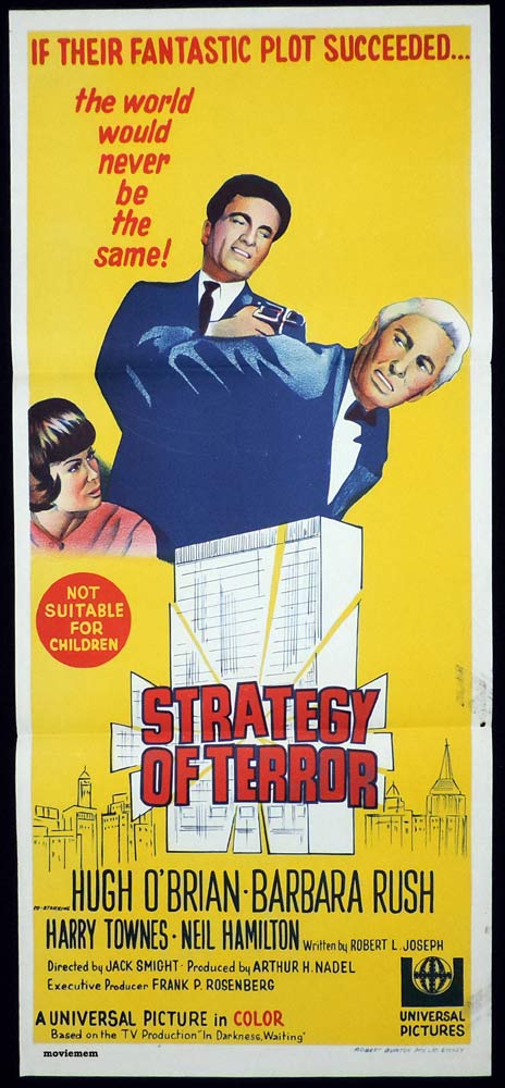 STRATEGY OF TERROR Original Daybill Movie Poster Hugh O’Brian Barbara Rush