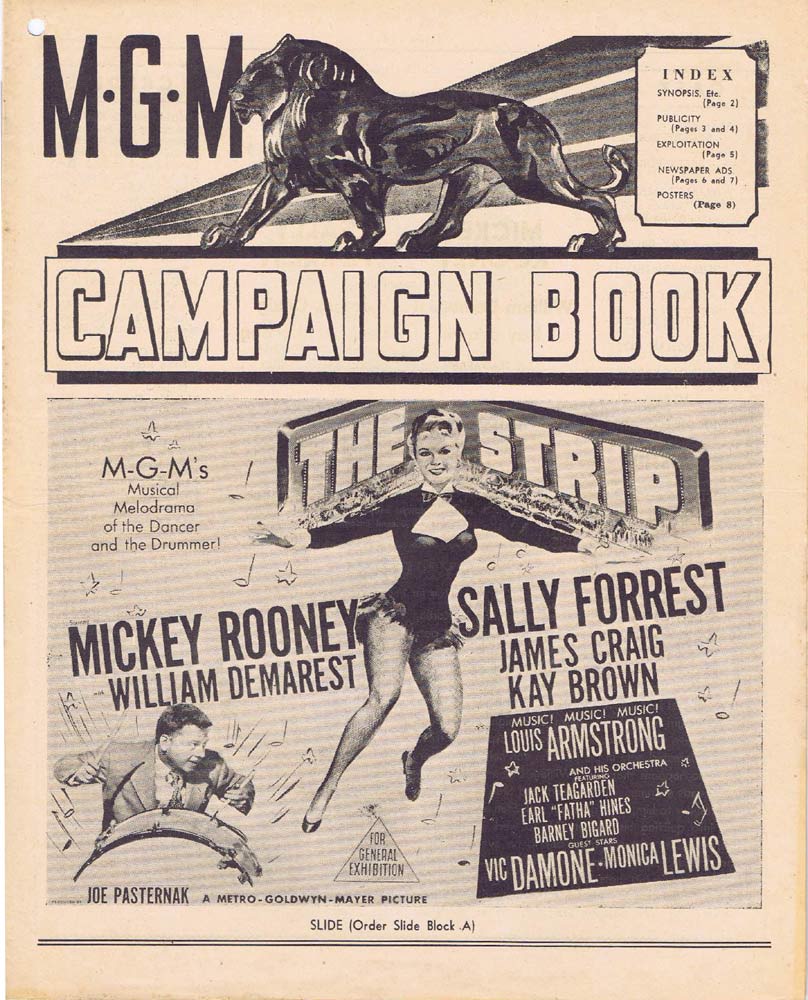 THE STRIP Rare AUSTRALIAN Movie Press Sheet Mickey Rooney Sally Forrest