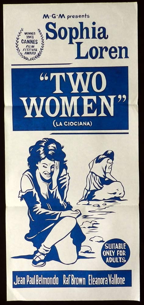TWO WOMEN Original 60sr Daybill Movie Poster Sophia Loren Jean-Paul Belmondo