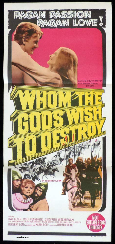 WHOM THE GODS WISH TO DESTROY Original Daybill Movie Poster  Uwe Beyer Rolf Henniger Siegfried Wischnewski