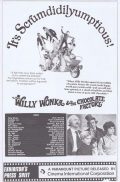 WILLY WONKA AND THE CHOCOLATE FACTORY Rare AUSTRALIAN Movie Press Sheet