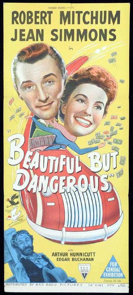 BEAUTIFUL BUT DANGEROUS Original Daybill Movie Poster RKO Robert Mitchum