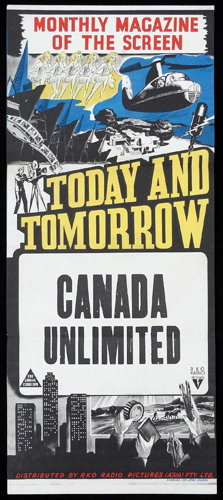 CANADA UNLIMITED Stock Blank RKO Daybill Movie poster 1950s Australian Newsreel