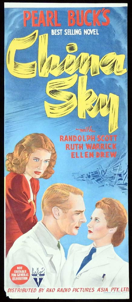 CHINA SKY Original Daybill Movie Poster RKO Randolph Scott Ruth Warrick