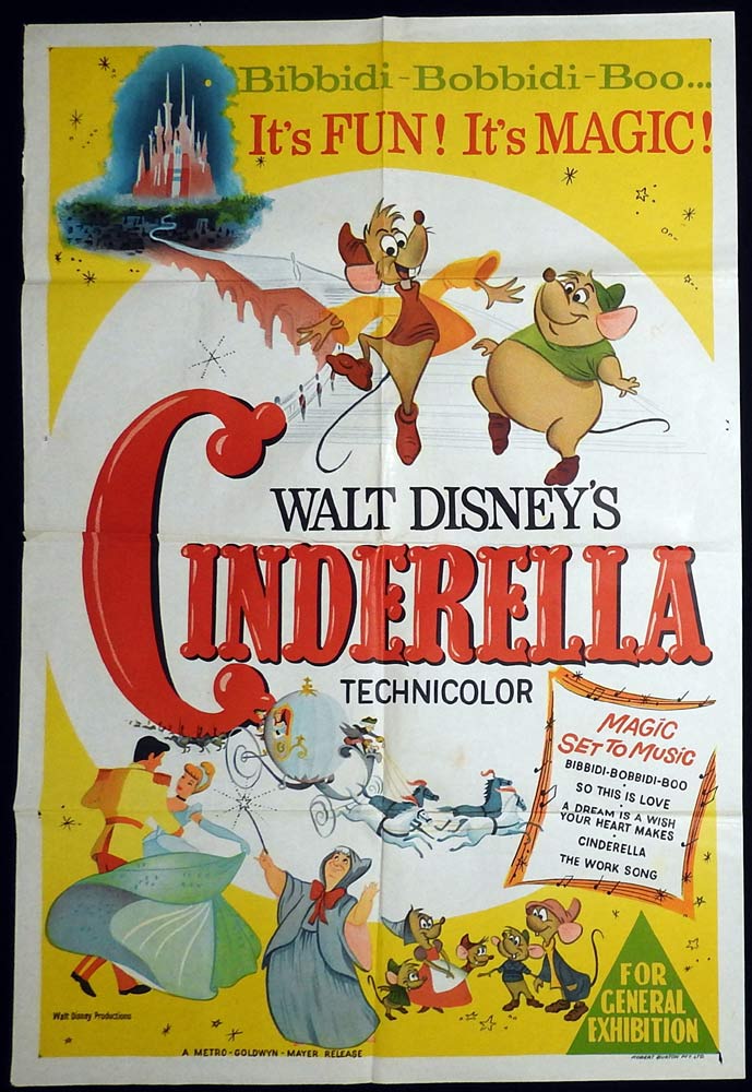 Cinderella Original 1960sr One Sheet Movie Poster Walt Disney Moviemem Original Movie Posters