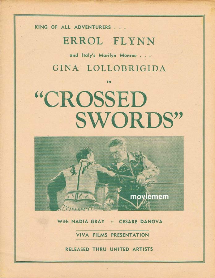CROSSED SWORDS Rare United Artists AUSTRALIAN Movie Press Sheet Errol Flynn