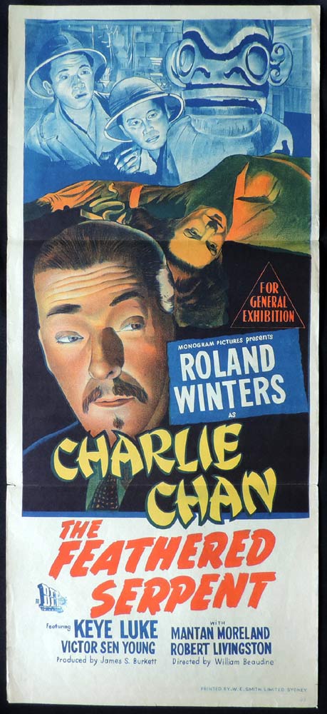CHARLIE CHAN THE FEATHERED SERPENT Original Daybill Movie poster Roland Winters