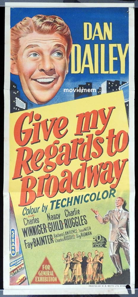GIVE MY REGARDS TO BROADWAY daybill Movie poster Dan Dailey Musical