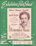 I REMEMBER MAMA Rare RKO AUSTRALIAN Movie Press Sheet Irene Dunne Barbara Bel Geddes