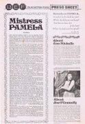 MISTRESS PAMELA Rare AUSTRALIAN Movie Press Sheet Ann Michelle