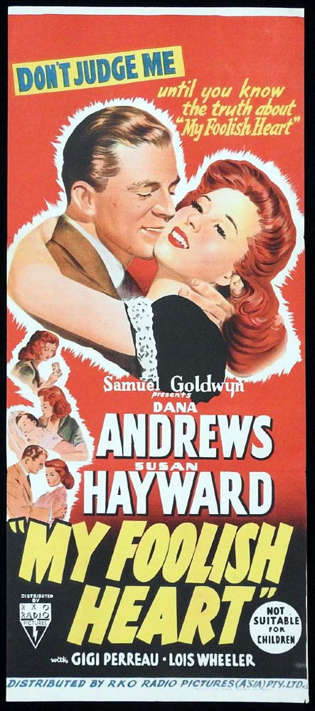 MY FOOLISH HEART Original Daybill Movie poster RKO Susan Hayward