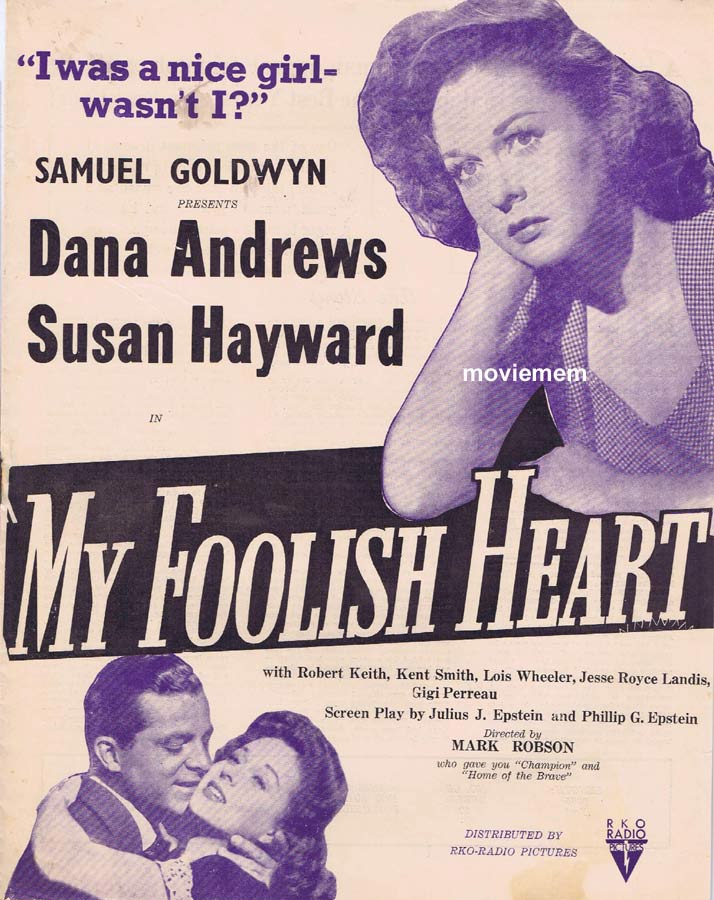MY FOOLISH HEART Rare RKO AUSTRALIAN Movie Press Sheet Dana Andrews Susan Hayward