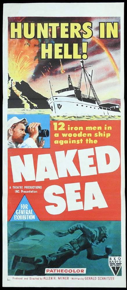 THE NAKED SEA Original Daybill Movie poster 1955 RKO Skin Diving
