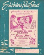 NIGHT SONG Rare RKO AUSTRALIAN Movie Press Sheet Dana Andrews Merle Oberon