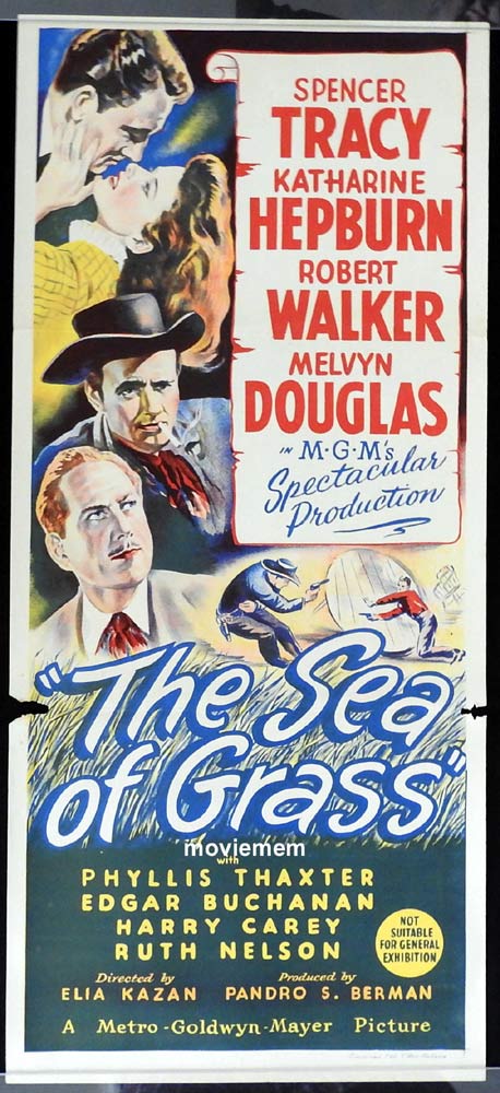 THE SEA OF GRASS Original Daybill Movie Poster Katharine Hepburn Spencer Tracy