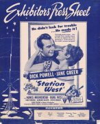 STATION WEST Rare RKO AUSTRALIAN Movie Press Sheet Dick Powell Jane Greer