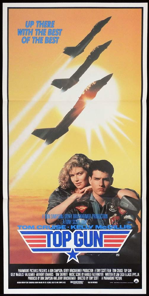 TOP GUN Original Daybill Movie Poster Tom Cruise Kelly McGillis