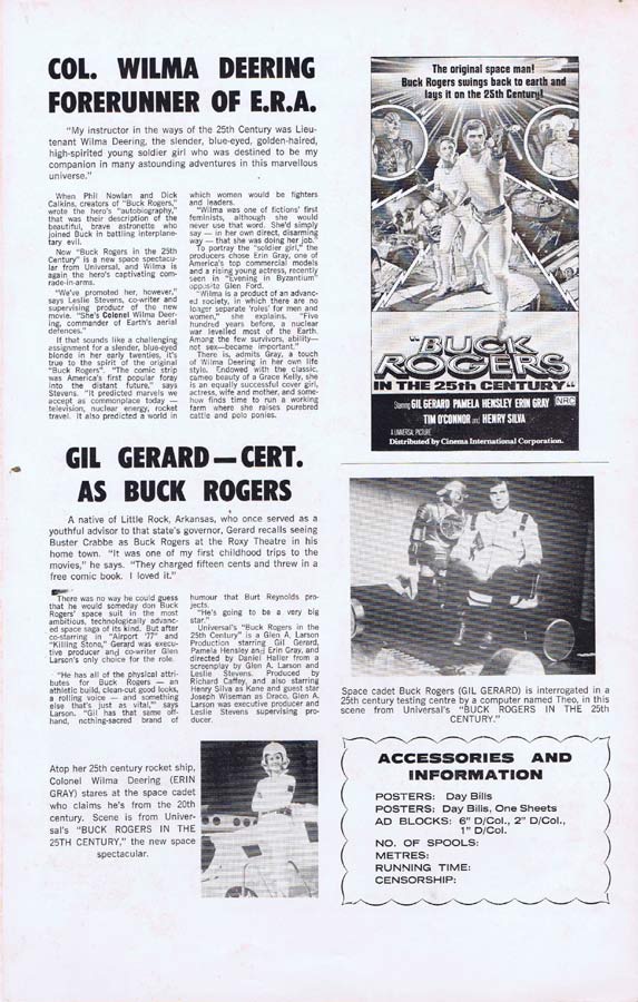 BUCK ROGERS IN THE 25TH CENTURY Rare AUSTRALIAN Movie Press Sheet
