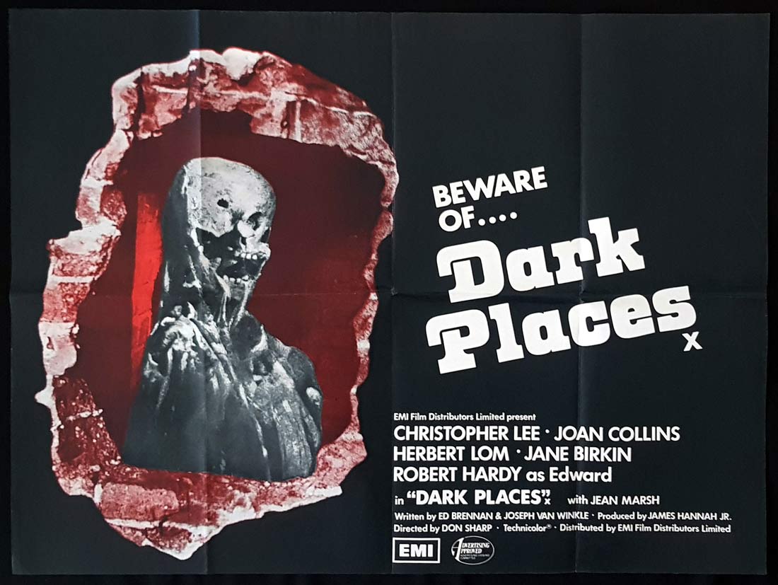 DARK PLACES Original British Quad Movie Poster Christopher Lee Joan Collins