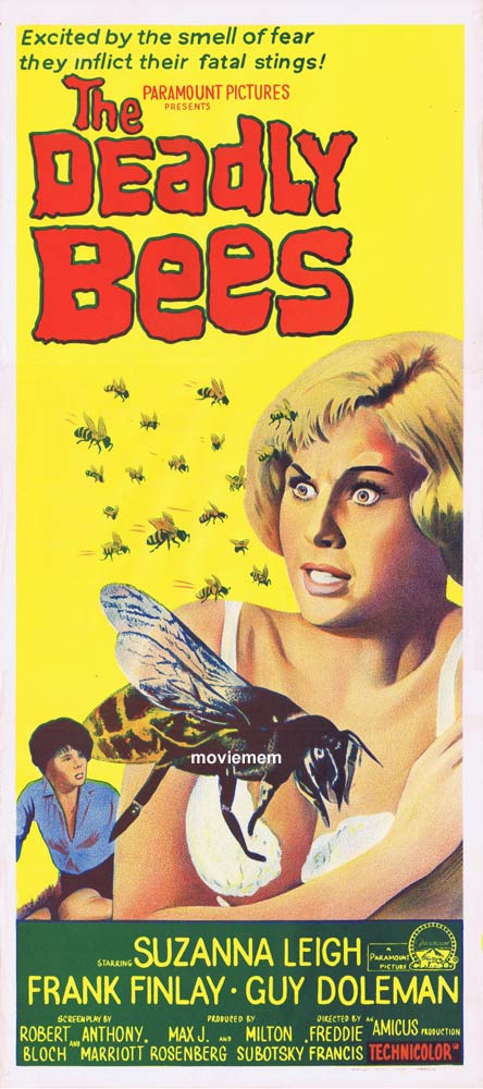 THE DEADLY BEES Original Daybill Movie poster Suzanna Leigh Guy Doleman