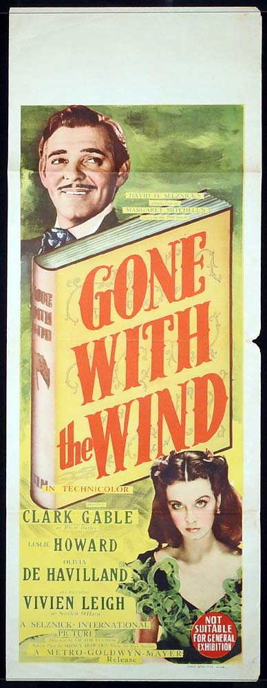 GONE WITH THE WIND Original Daybill Movie Poster Clark Gable Vivien Leigh