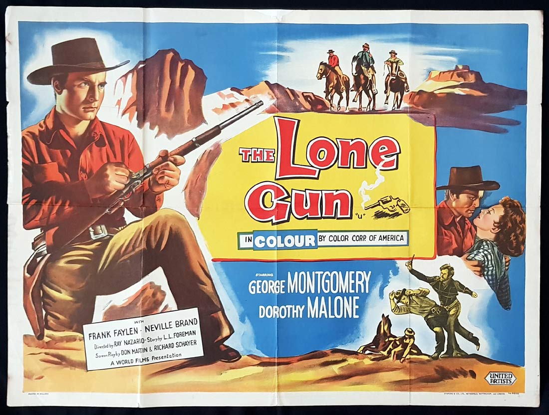 THE LONE GUN Original British Quad Movie Poster George Montgomery Dorothy Malone