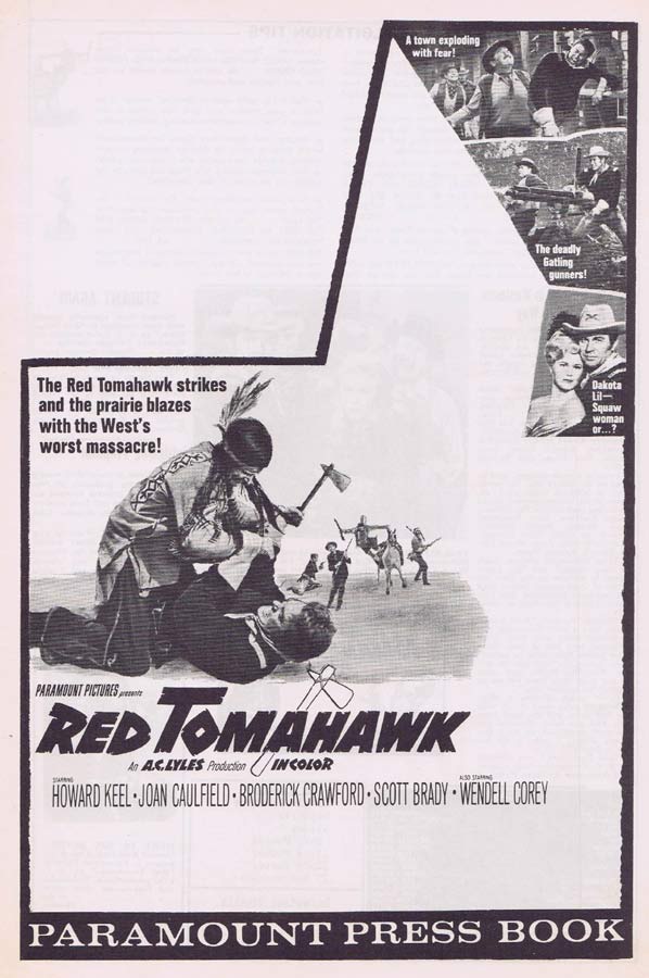 RED TOMAHAWK Rare AUSTRALIAN Movie Press Sheet Howard Keel Joan Caulfield