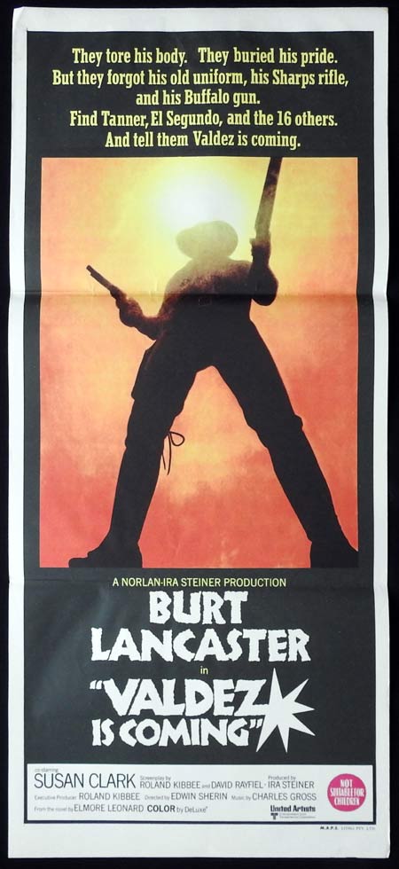 VALDEZ IS COMING Original Daybill Movie Poster Burt Lancaster Susan Clark