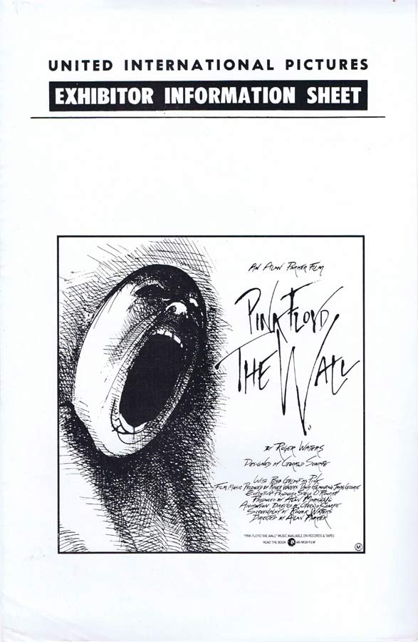 THE WALL Rare AUSTRALIAN Movie Press Sheet Pink Floyd
