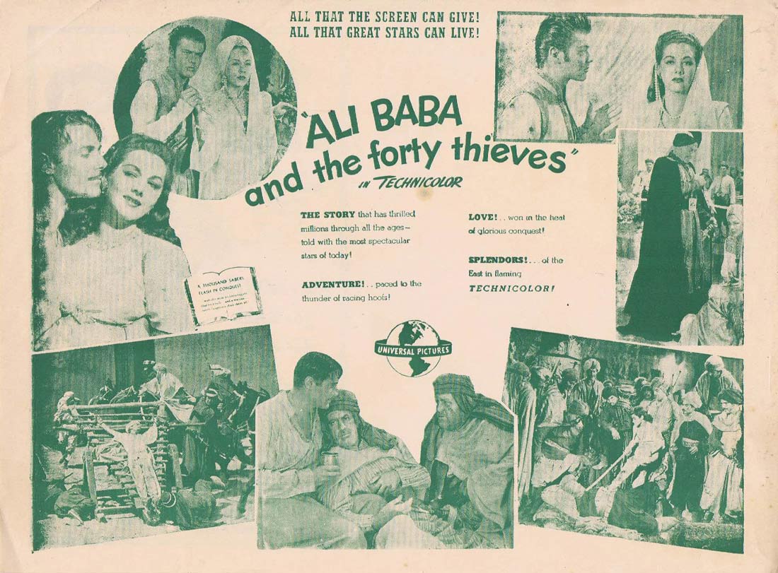 ALI BABA AND THE FORTY THIEVES Original Vintage Movie Herald Jon Hall Maria Montez