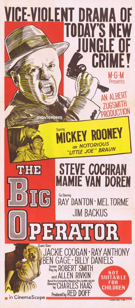 THE BIG OPERATOR Original Daybill Movie Poster Mickey Rooney Steve Cochran