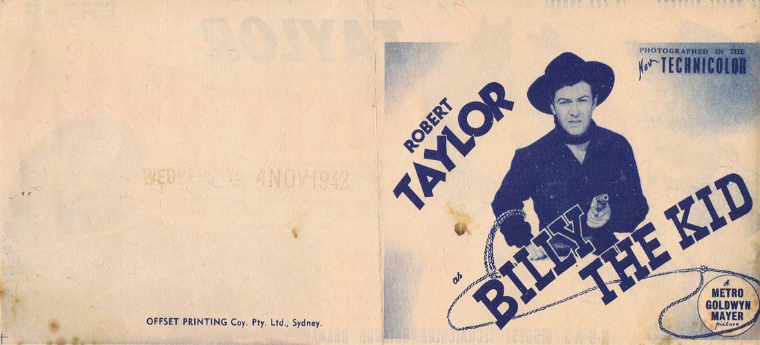 BILLY THE KID Original Vintage Movie Herald Robert Taylor Brian Donlevy 1942