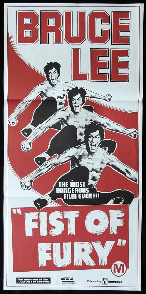 FIST OF FURY Original 1980s Daybill Movie poster BRUCE LEE Kung Fu Martial arts