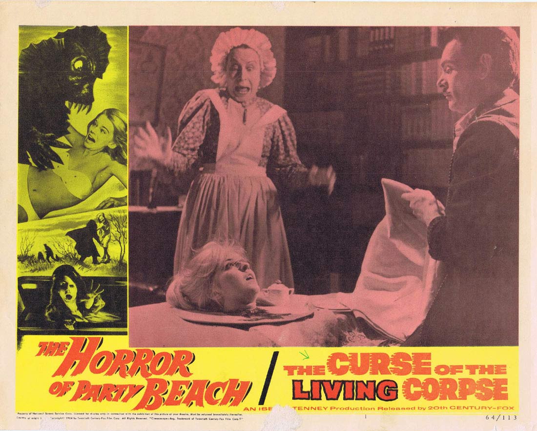 HORROR OF PARTY BEACH and CURSE OF THE LIVING CORPSE Original Lobby card 1 Horror