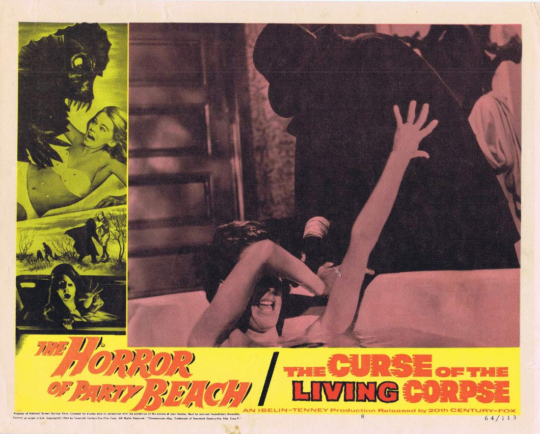 HORROR OF PARTY BEACH and CURSE OF THE LIVING CORPSE Original Lobby card 8 Horror