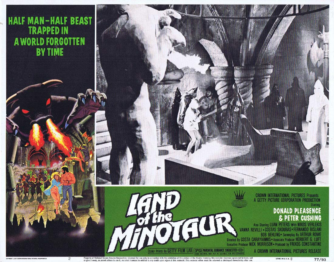 LAND OF THE MINOTAUR Original Lobby card 2 Land of the Minotaur Donald Pleasence Peter Cushing