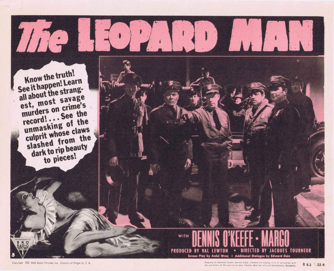 THE LEOPARD MAN Original 52r Lobby card 3 Val Lewton Horror