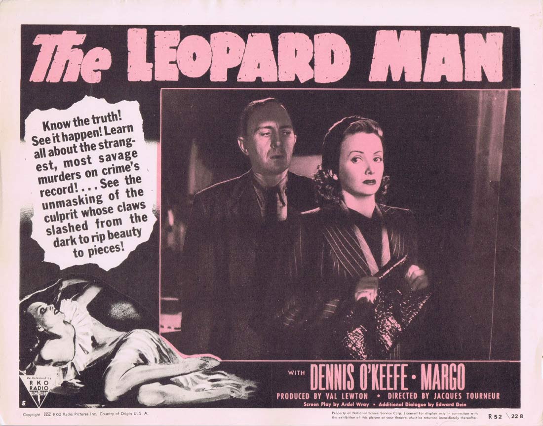 THE LEOPARD MAN Original 52r Lobby card 5 Val Lewton Horror