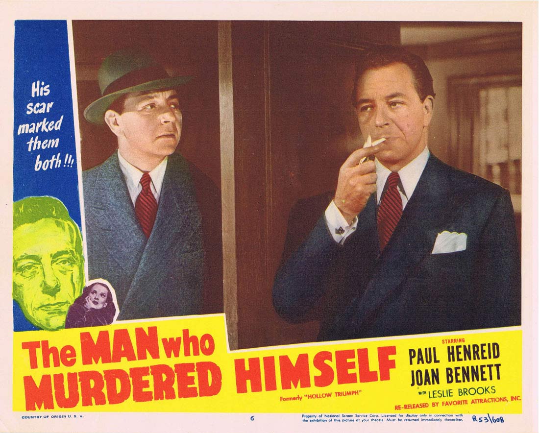 THE MAN WHO MURDERED HIMSELF Original 1953r Lobby card 6 Hollow Triumph