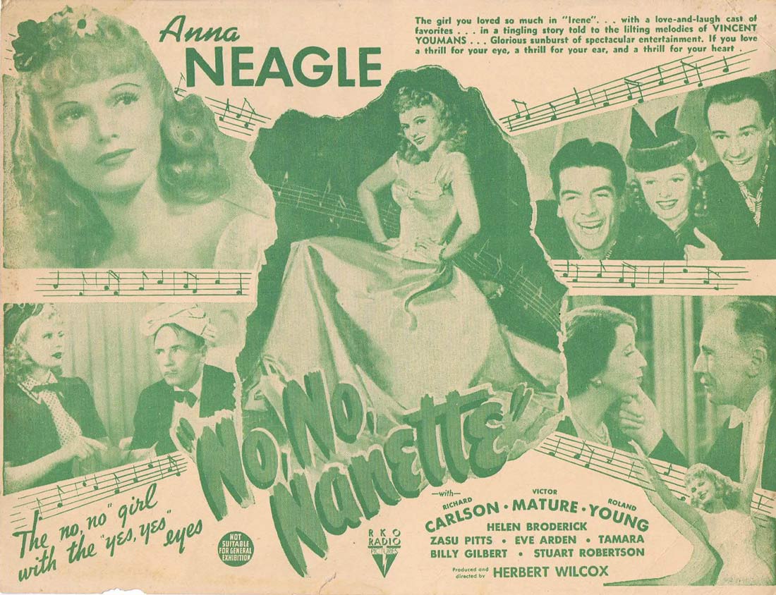 NO NO NANETTE Original Vintage Movie Herald Anna Neagle Richard Carlson Victor Mature