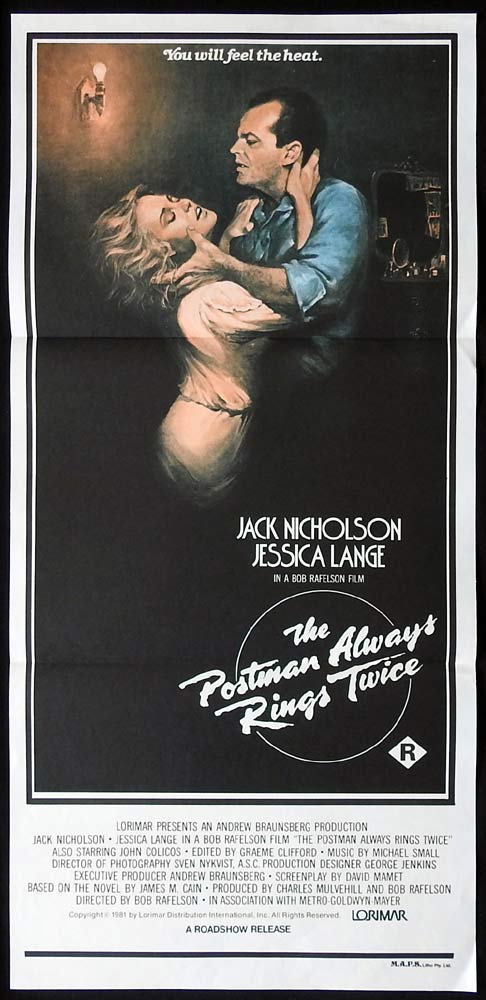 THE POSTMAN ALWAYS RINGS TWICE Original Daybill Movie Poster Jack Nicholson Jessica Lange