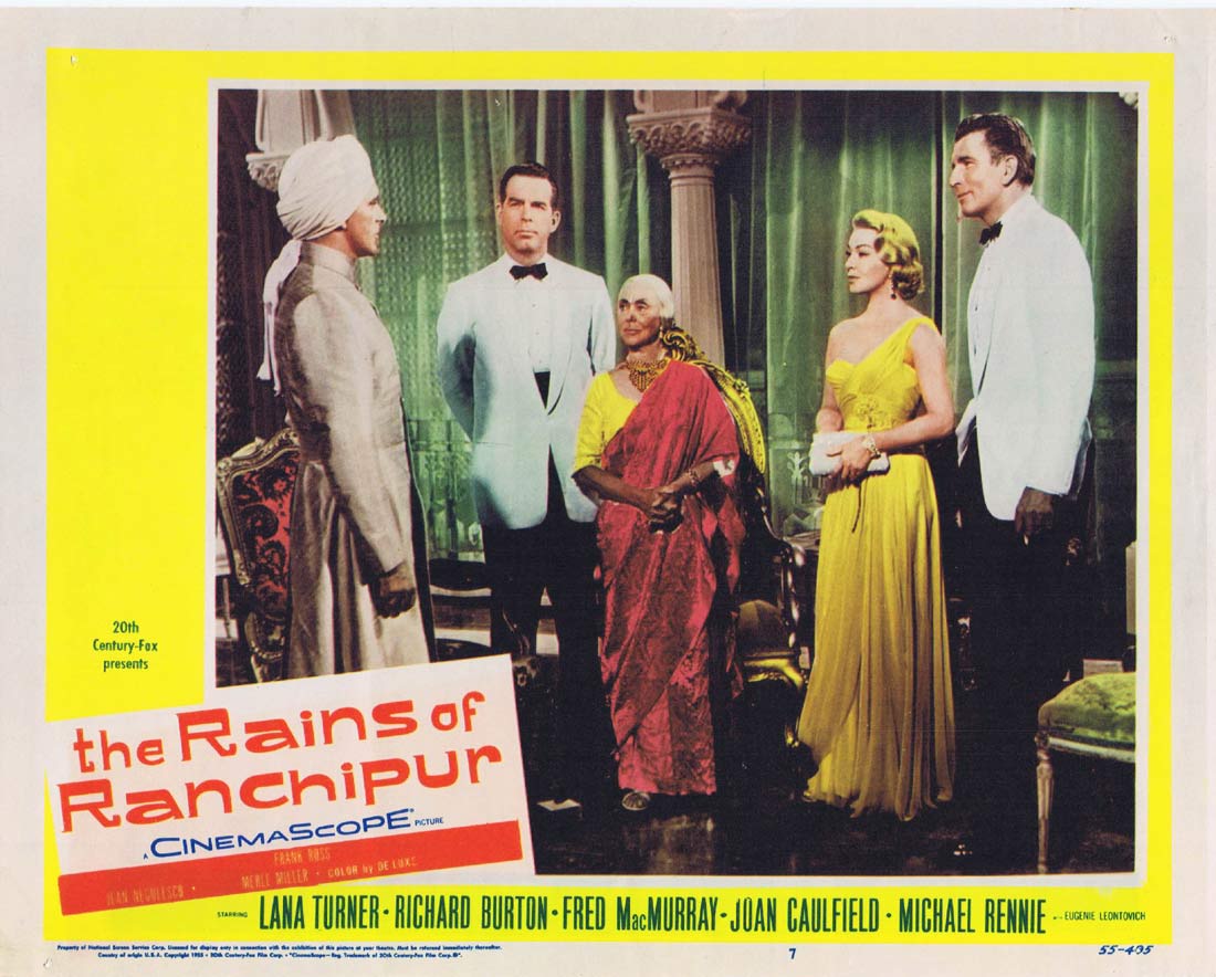 THE RAINS OF RANCHIPUR Original Lobby Card 7 Lana Turner Richard Burton