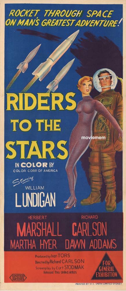 RIDERS TO THE STARS Original Daybill Movie Poster William Lundigan 1954 Sci Fi