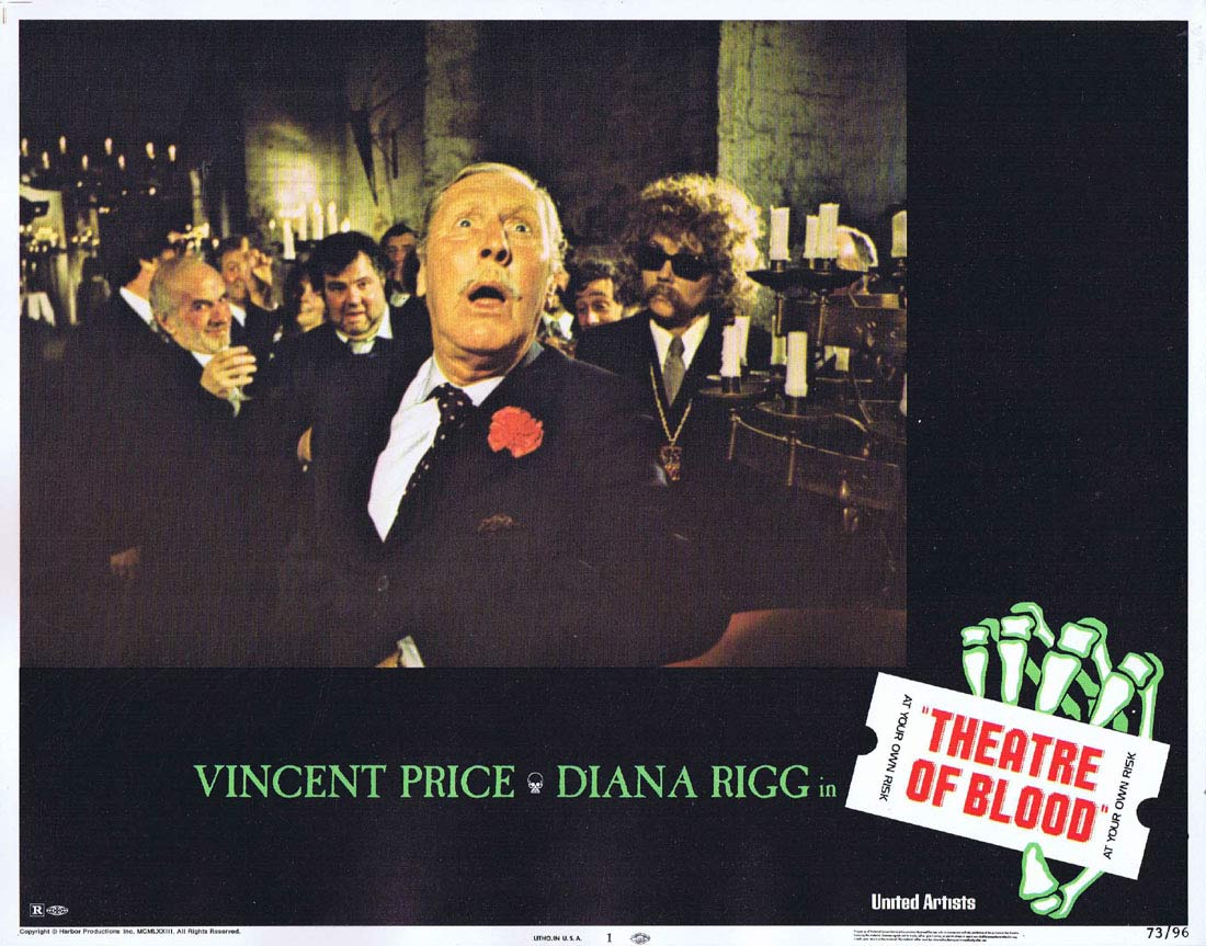 THEATRE OF BLOOD Original Lobby card 1 Vincent Price Diana Rigg