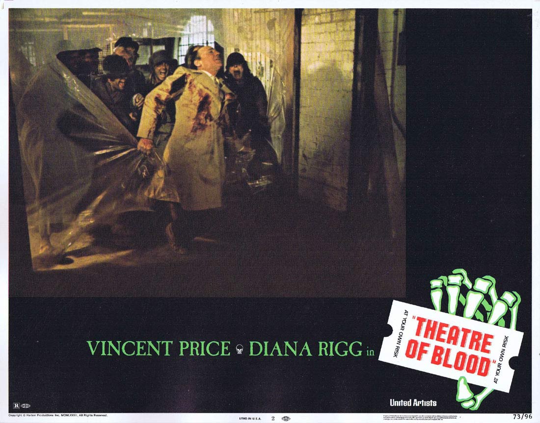 THEATRE OF BLOOD Original Lobby card 2 Vincent Price Diana Rigg