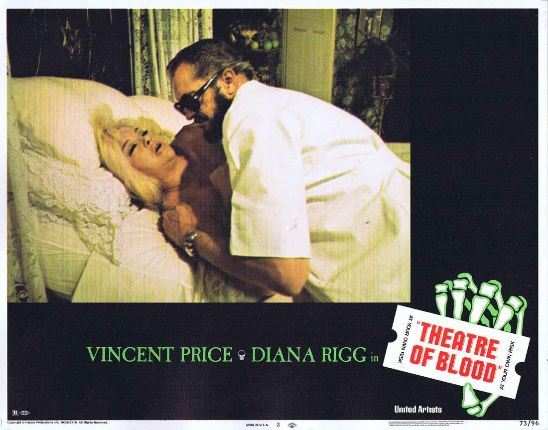 THEATRE OF BLOOD Original Lobby card 3 Vincent Price Diana Rigg
