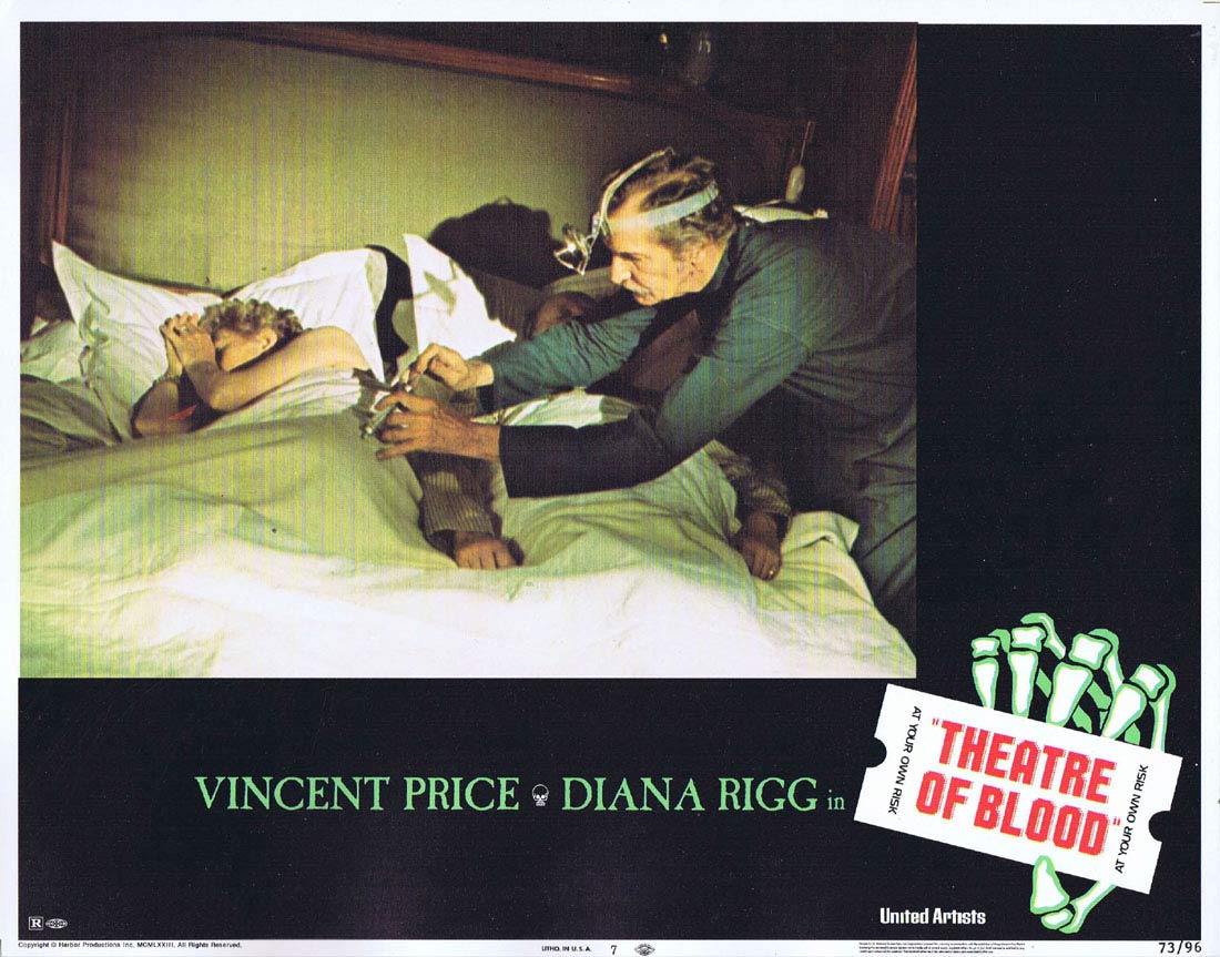 THEATRE OF BLOOD Original Lobby card 7 Vincent Price Diana Rigg