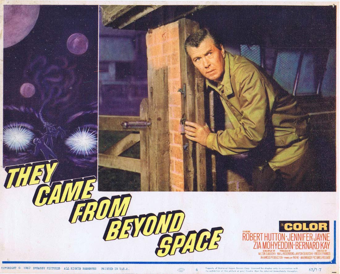 THEY CAME FROM BEYOND SPACE Original Lobby Card 6 Robert Hutton Freddie Francis Sci Fi
