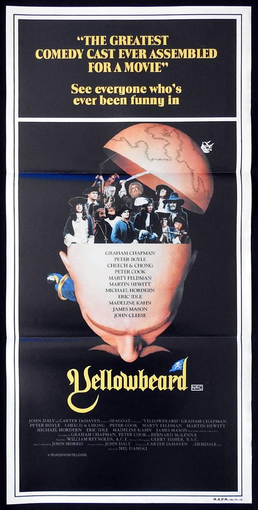 YELLOWBEARD Original Daybill Movie poster Graham Chapman Peter Boyle